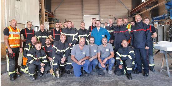 Firefighters in action in Loroux-Bottereau